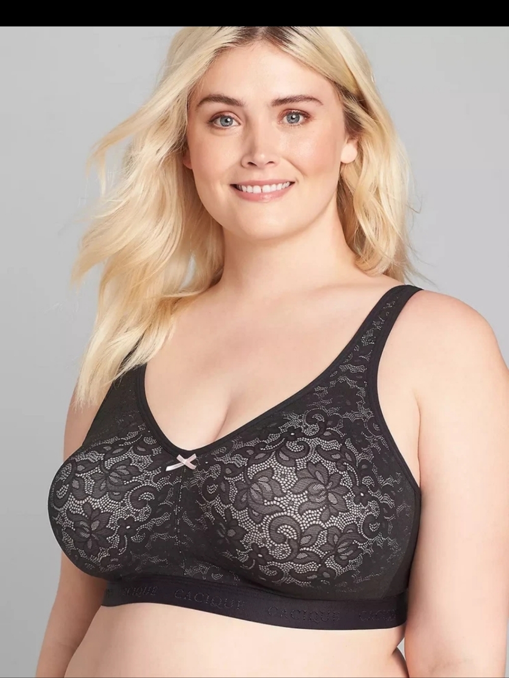 Cacique Black Lace Full Coverage Bra Size 44DD
